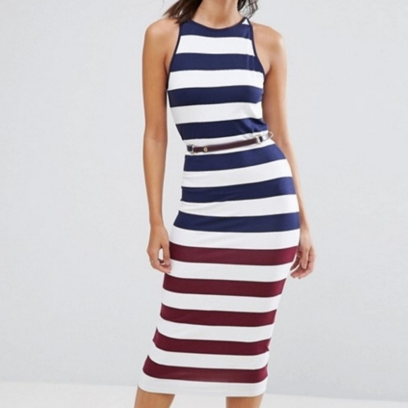 Ted Baker London Yuni Rowing Stripe Bodycon Dress Ted Size 4 = US 10 Navy W-579 - Picture 2 of 10